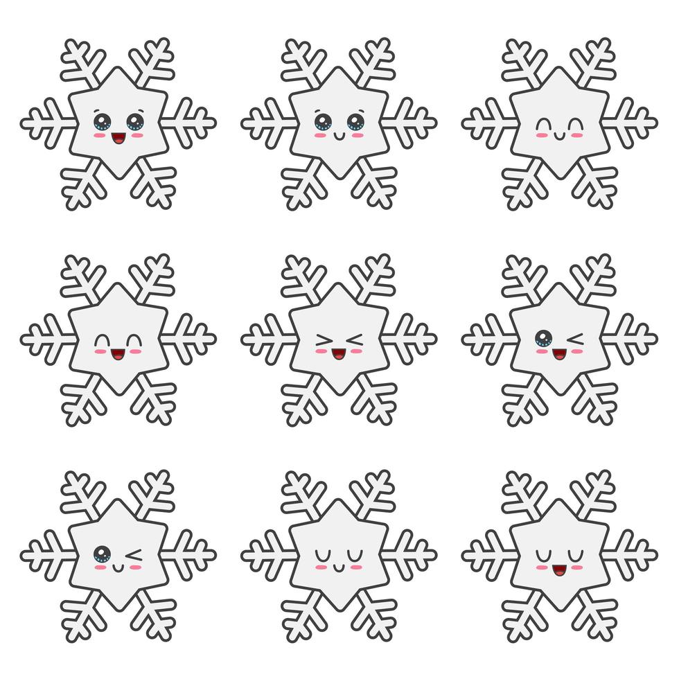 colección de conjunto de caracteres de copo de nieve de navidad vector