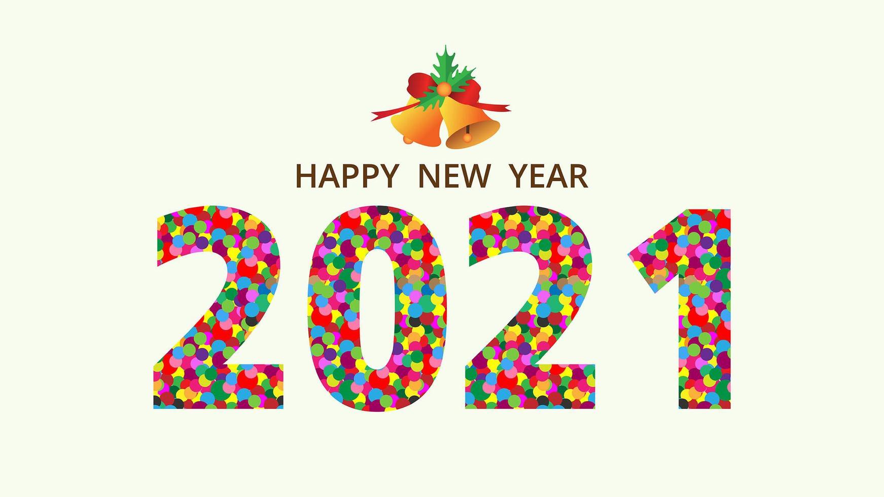 Happy new year 2021 colorful dots typography vector