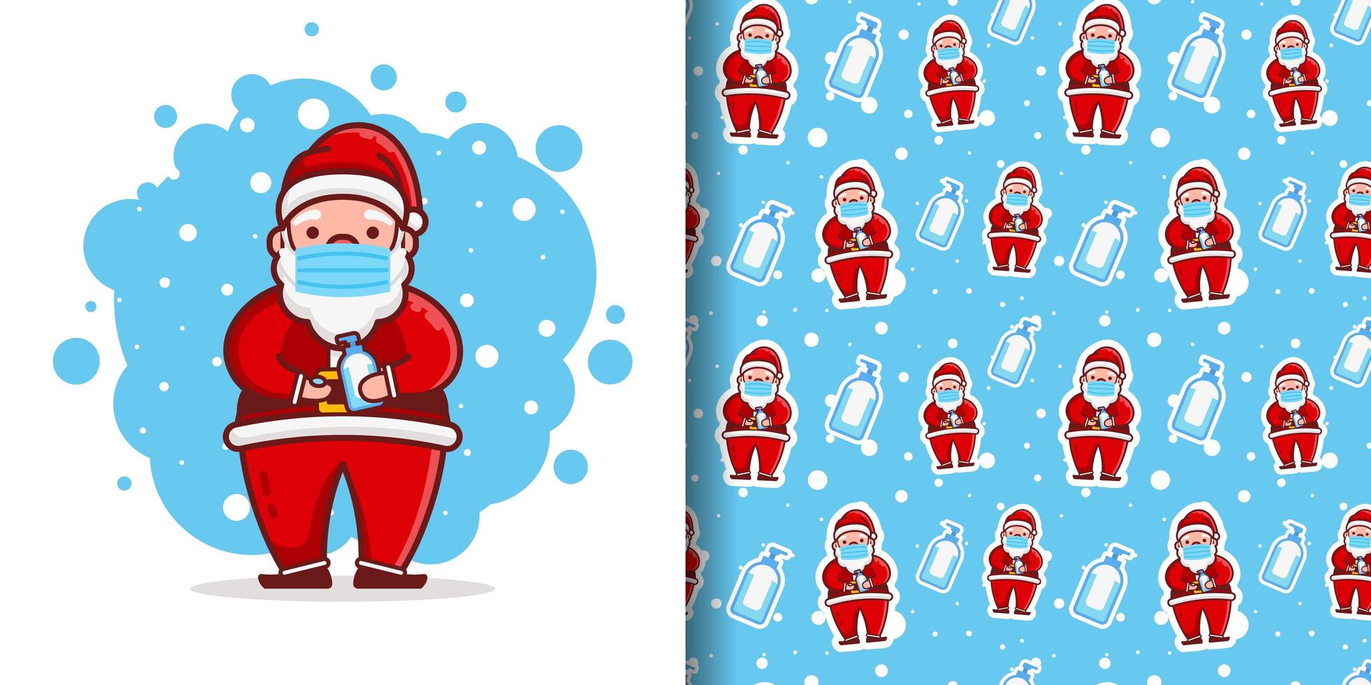 Christmas Cute Santa Wearing Mask Cartoon Pattern vector