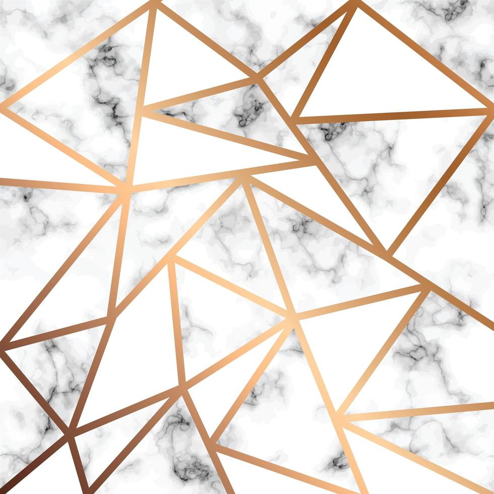 Marble texture design with golden geometric lines vector