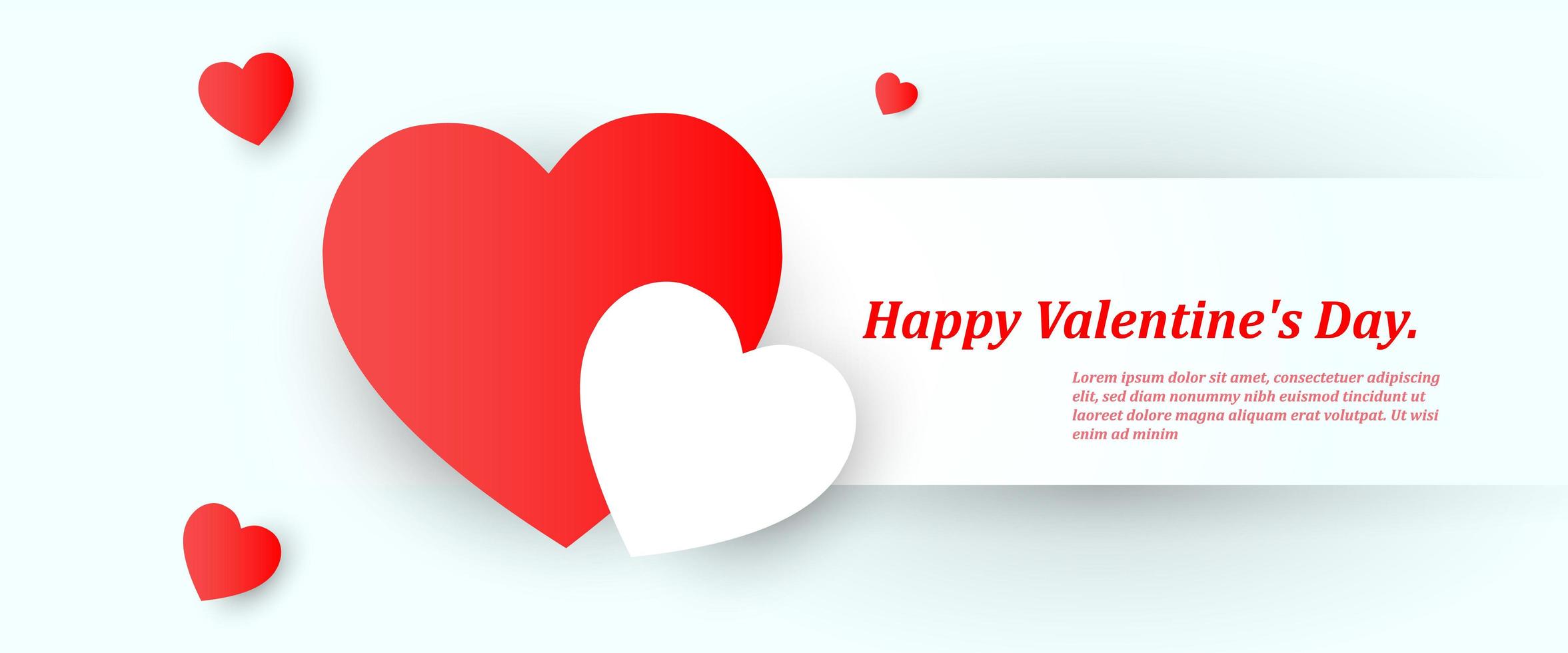 beautiful valentine's day background with red and white hearts vector