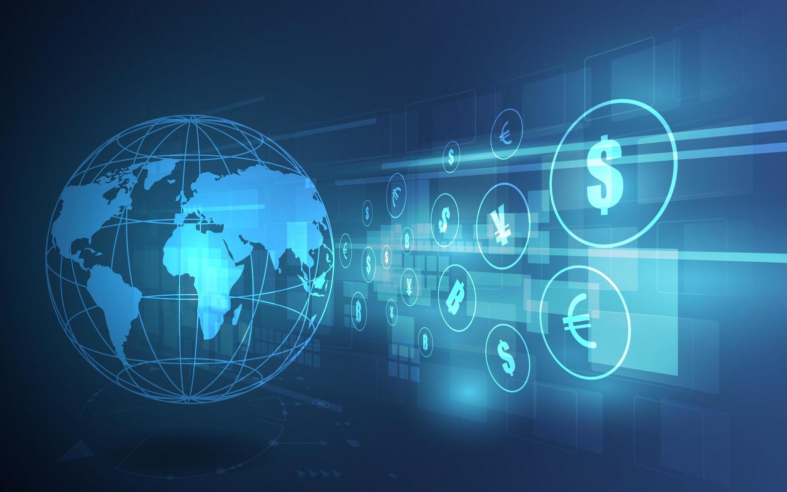 transferencia de moneda global de alta tecnología vector