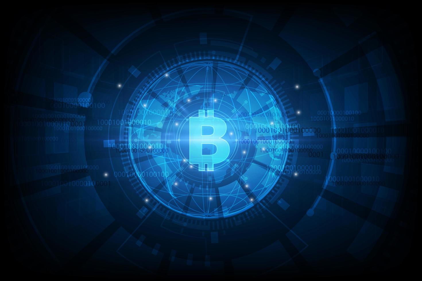 Futuristic high-tech Bitcoin background vector