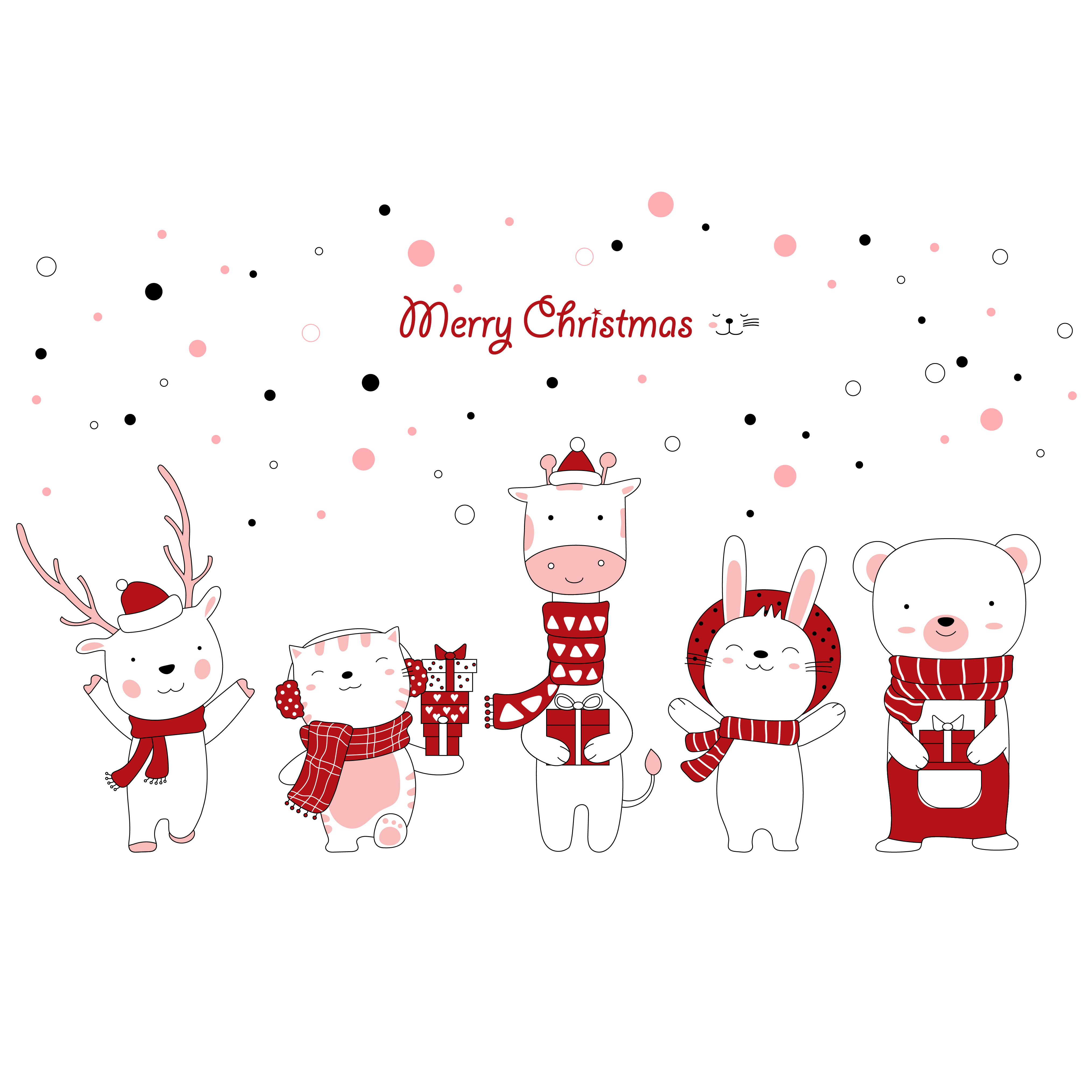 Christmas design with cute animals holding gifts 1776276 Vector Art at  Vecteezy