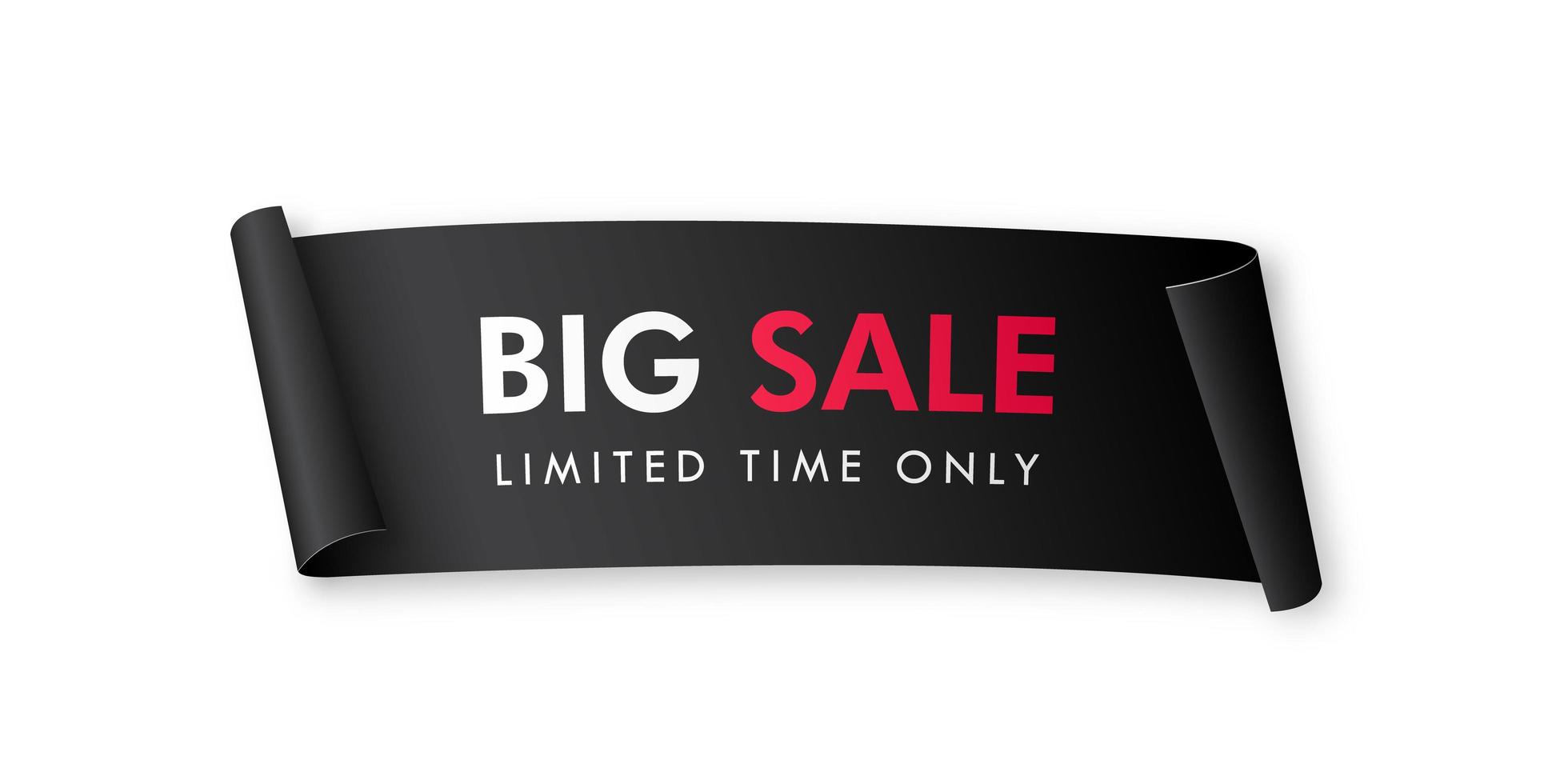 Black realistic curved paper banner vector