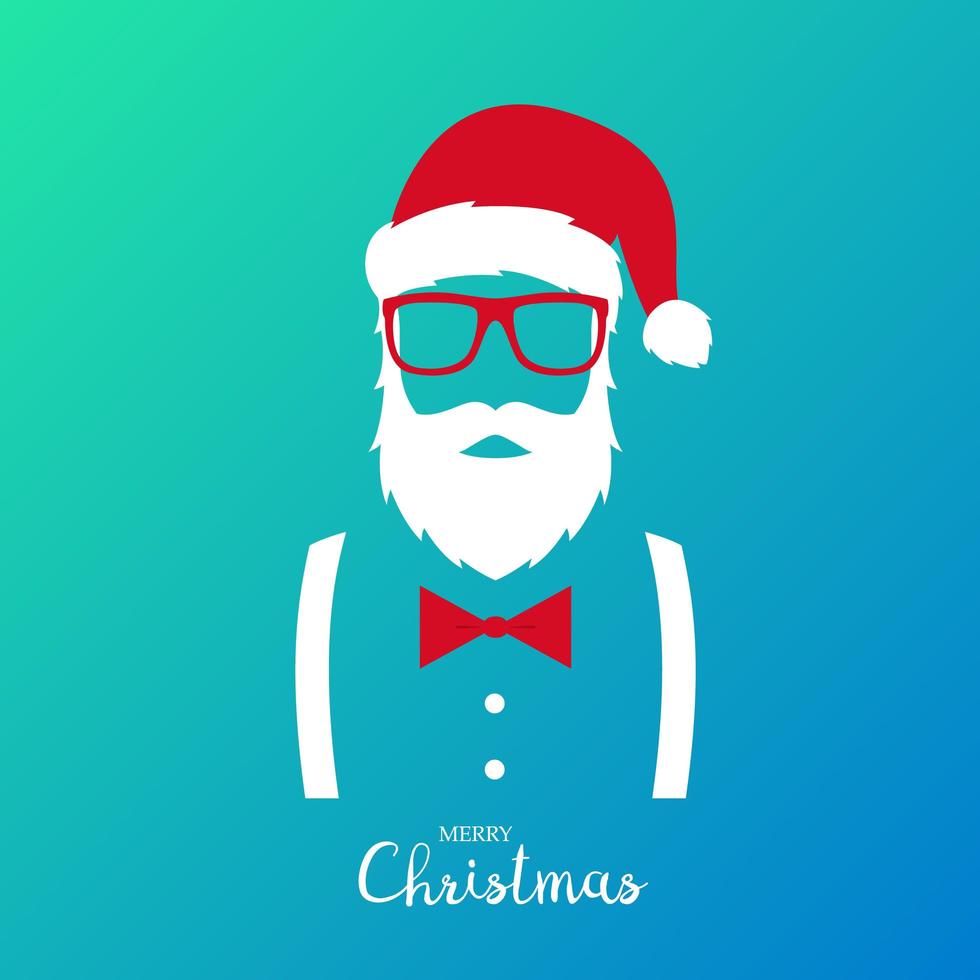 Hipster man wearing Santa Claus suit. vector