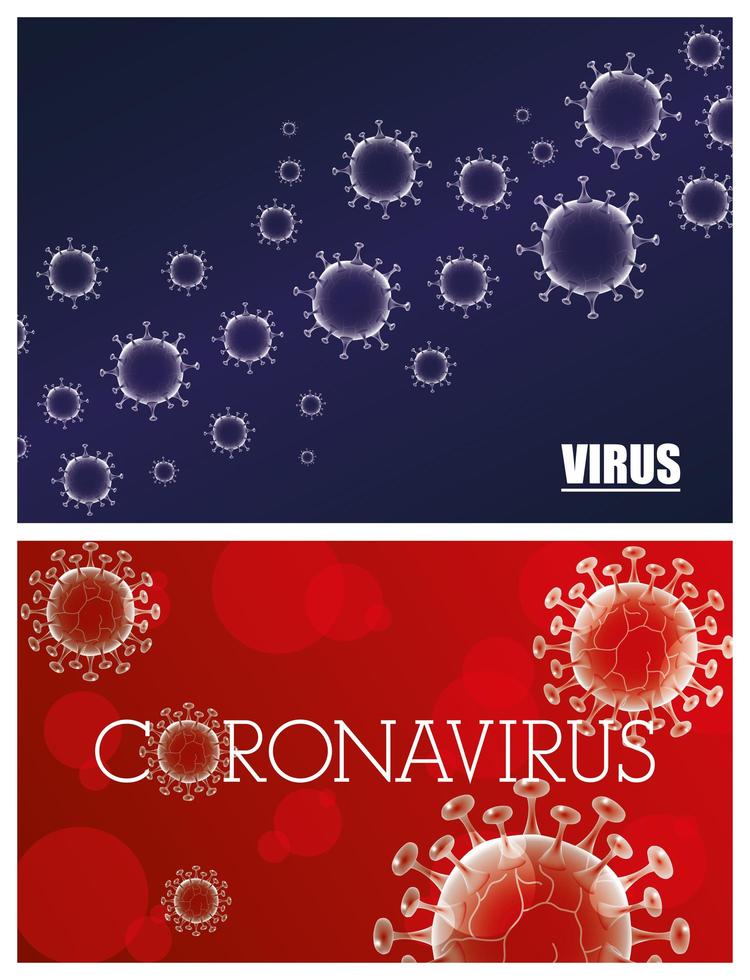 conjunto de fondo de banner científico de coronavirus vector