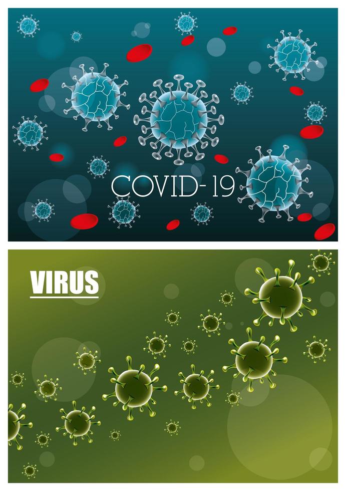 conjunto de fondo de banner científico de coronavirus vector