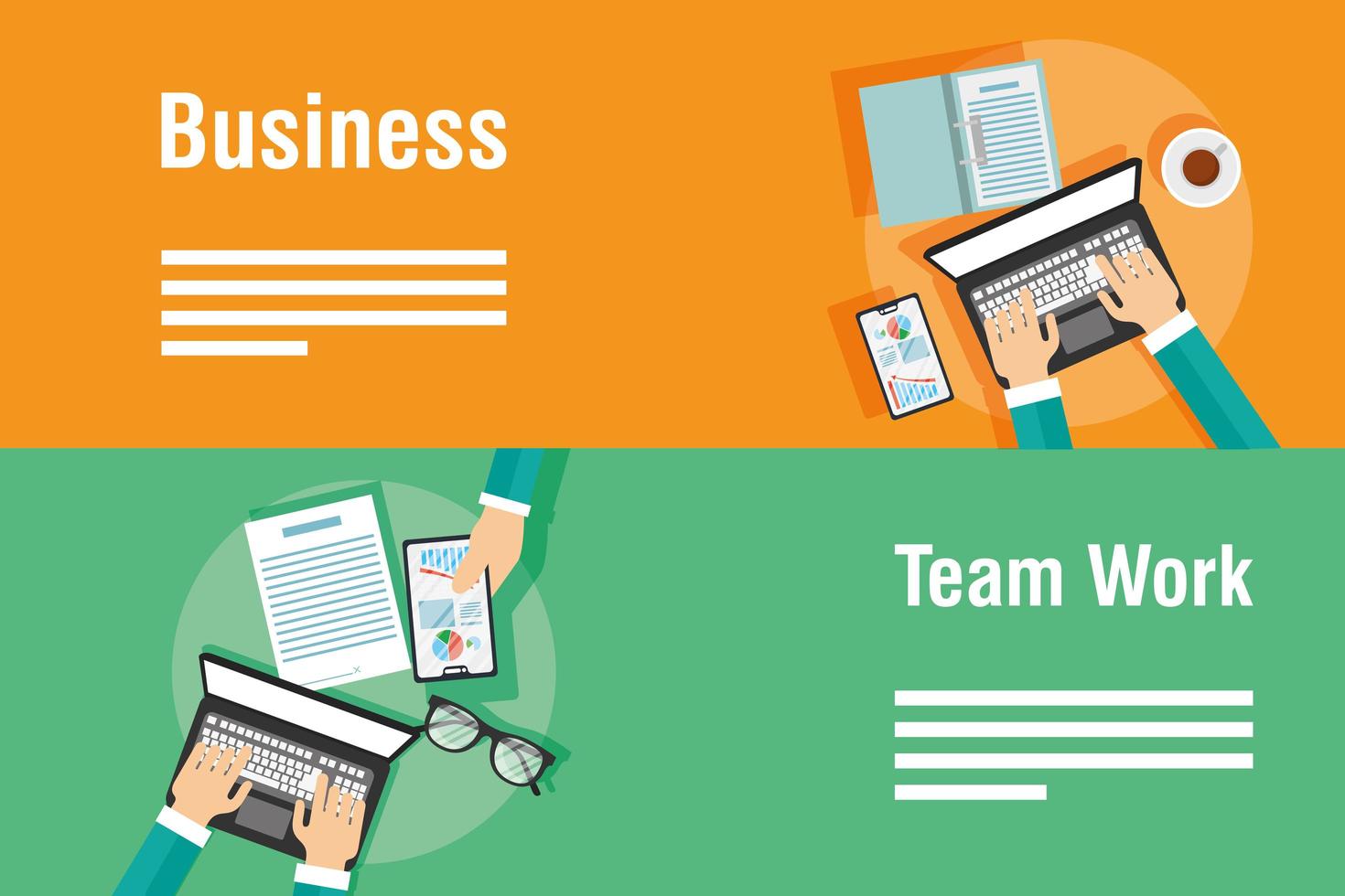 Teamwork template banner set vector