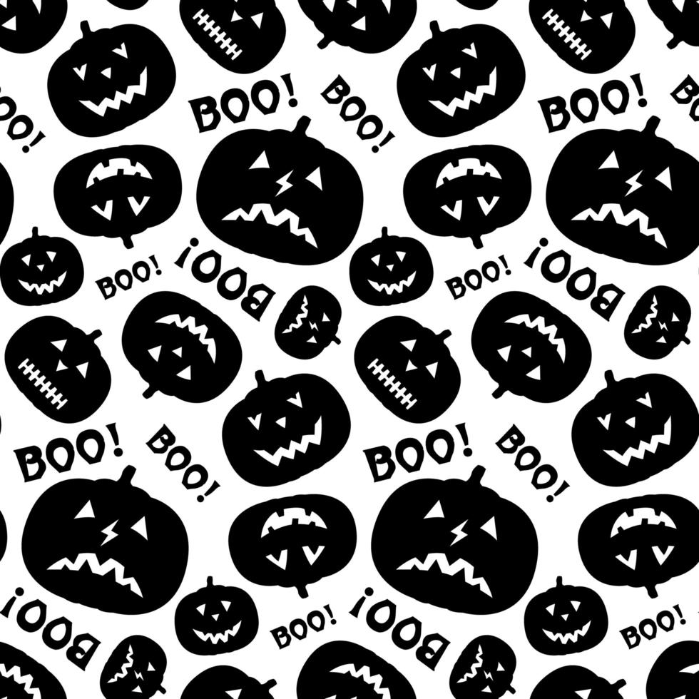 Pattern with pumpkin silhouette and inscription Boo. vector