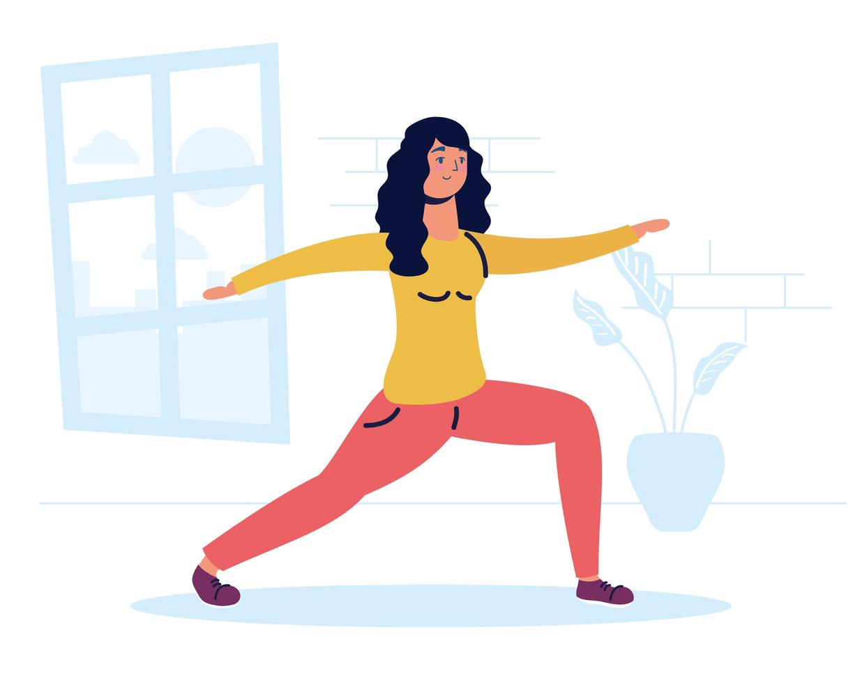 Woman practicing exercise in the house vector