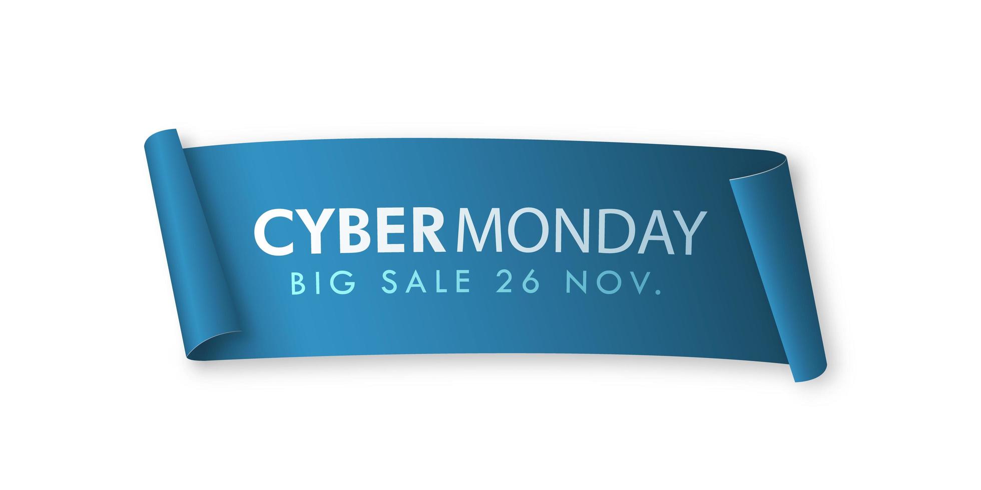 Blue realistic curved paper banner. vector