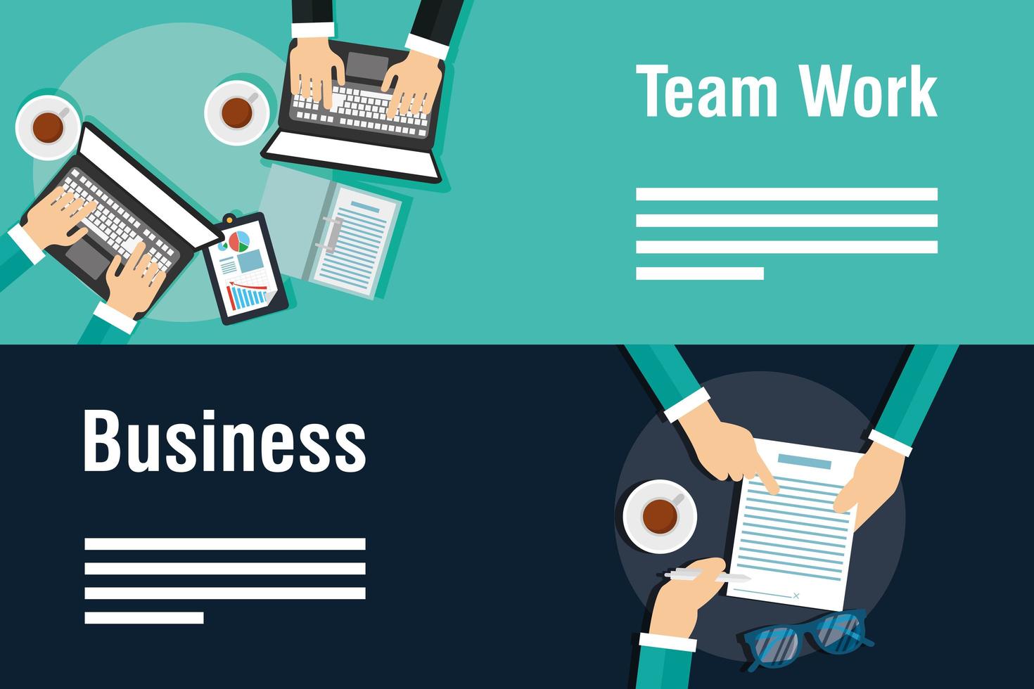 Teamwork template banner set vector