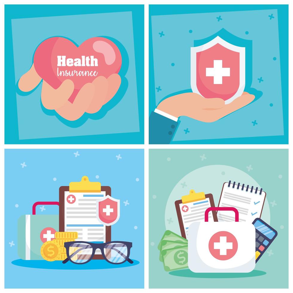 Health insurance service concept banner set vector