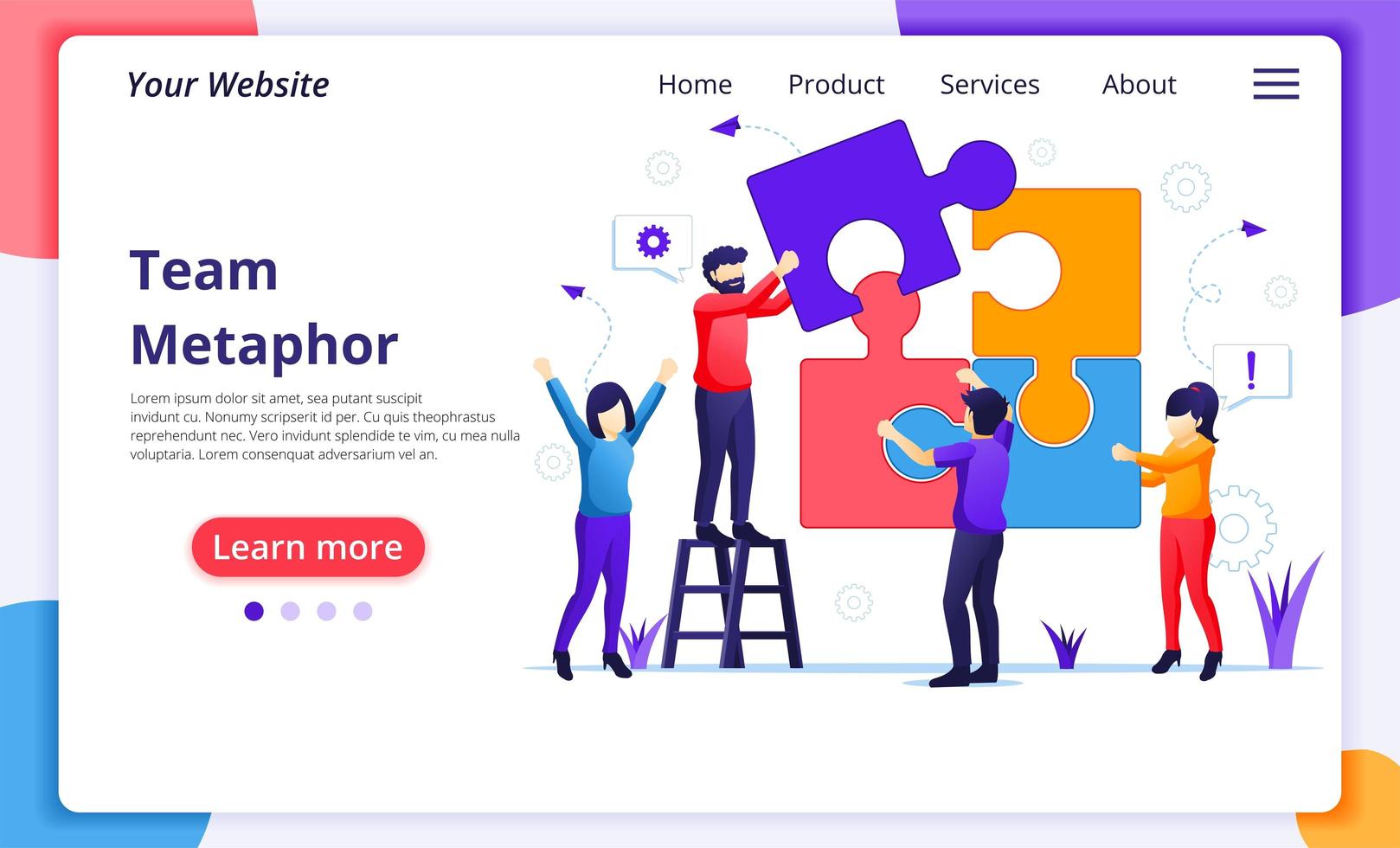 Team work concept, people connecting piece puzzle elements. business leadership, partnership. Modern flat web page design for website and mobile website development. Vector illustration