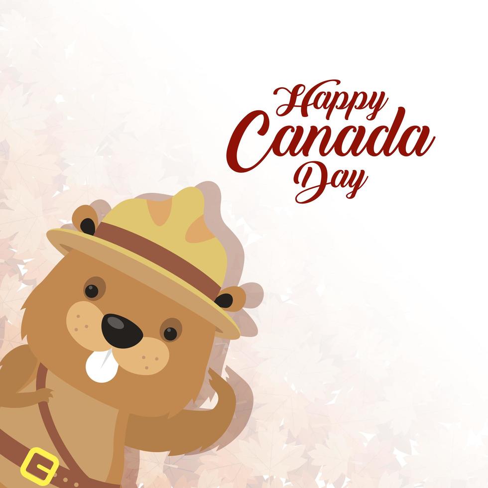 Happy Canada Day celebration banner with beaver vector