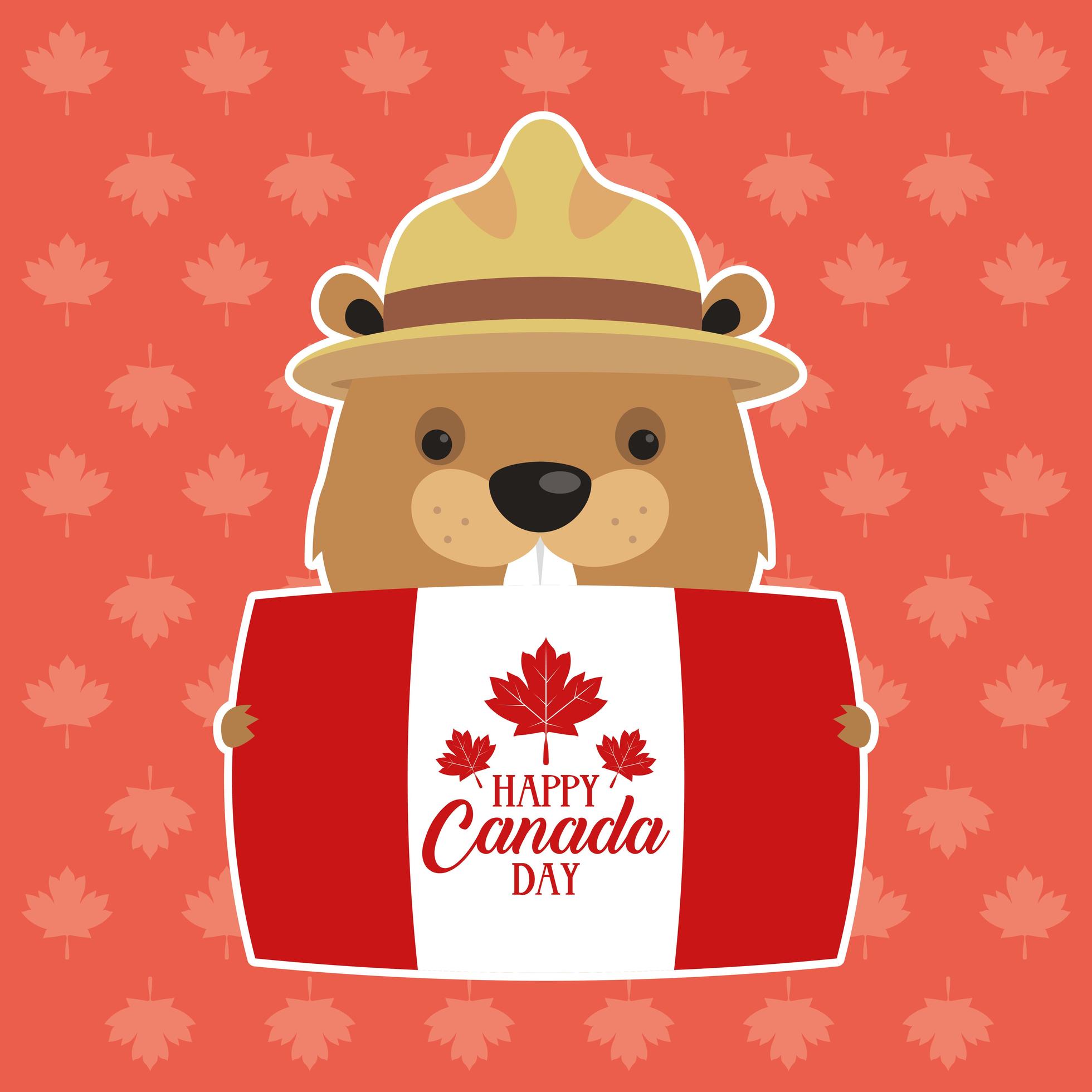 Happy Canada Day celebration banner with beaver 1776866 Vector Art at