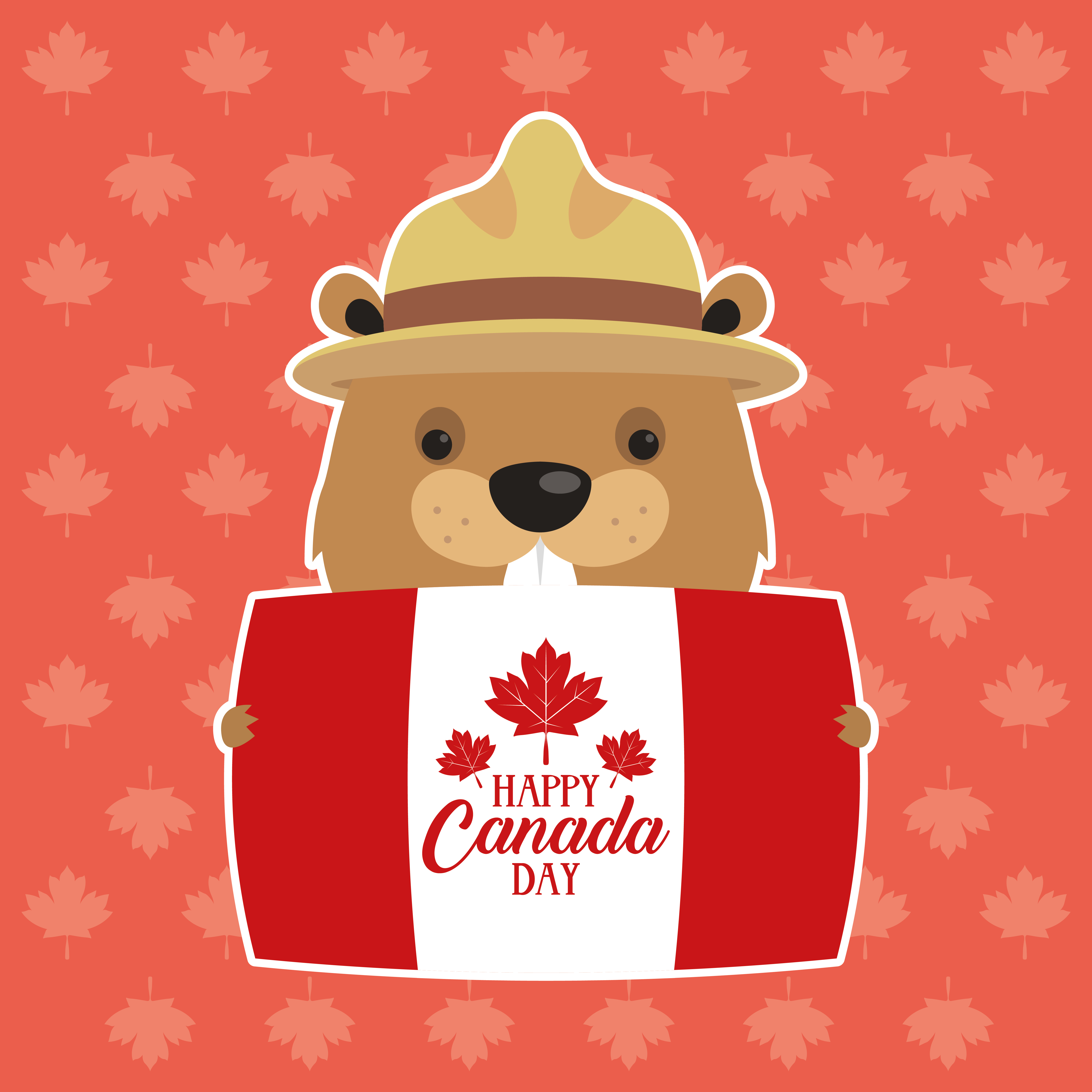 Happy Canada Day celebration banner with beaver 1776866 Vector Art at