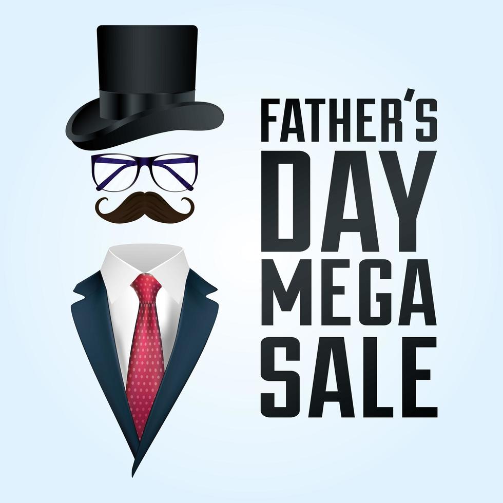 Father's Day sale banner with gentleman's accessories vector