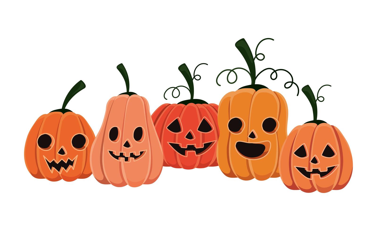 Halloween pumpkins cartoons design vector