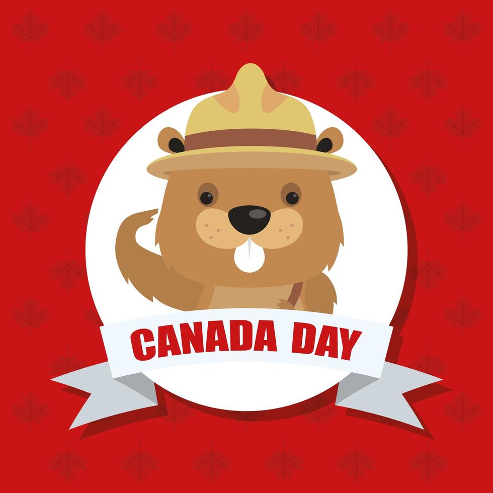 Happy Canada Day celebration banner with beaver vector