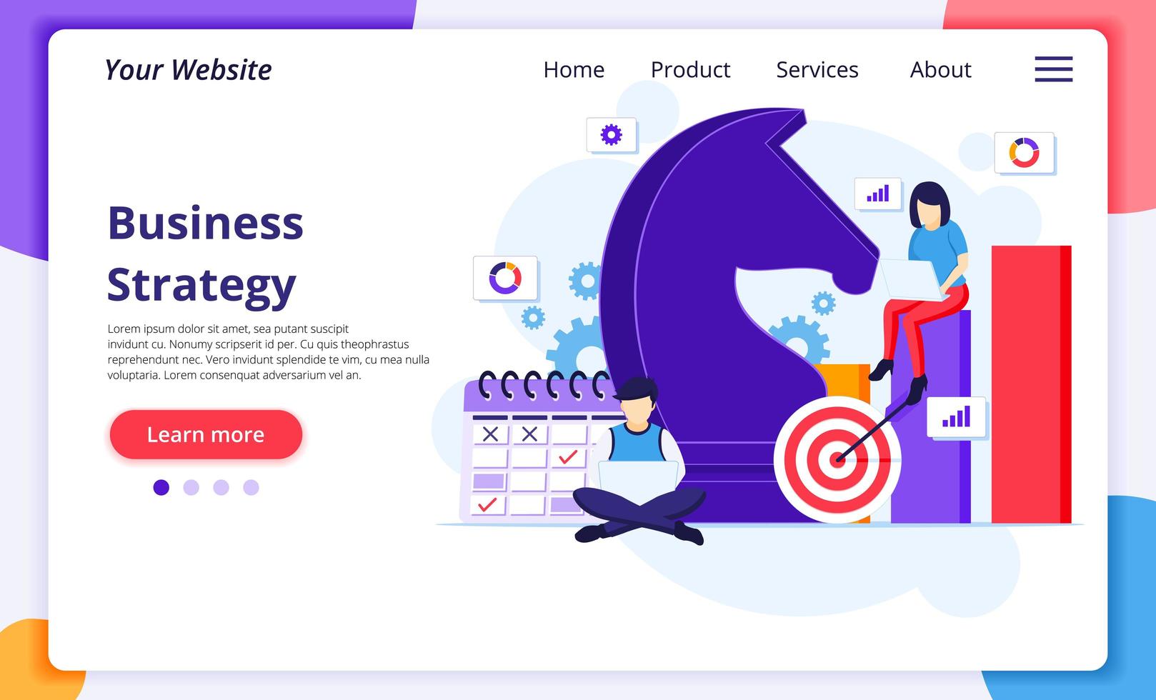 concepto de estrategia empresarial, la gente está planificando un concepto de estrategia empresarial. metáfora del equipo, logro de objetivos. diseño de página web plana moderna para desarrollo web y móvil. ilustración vectorial vector