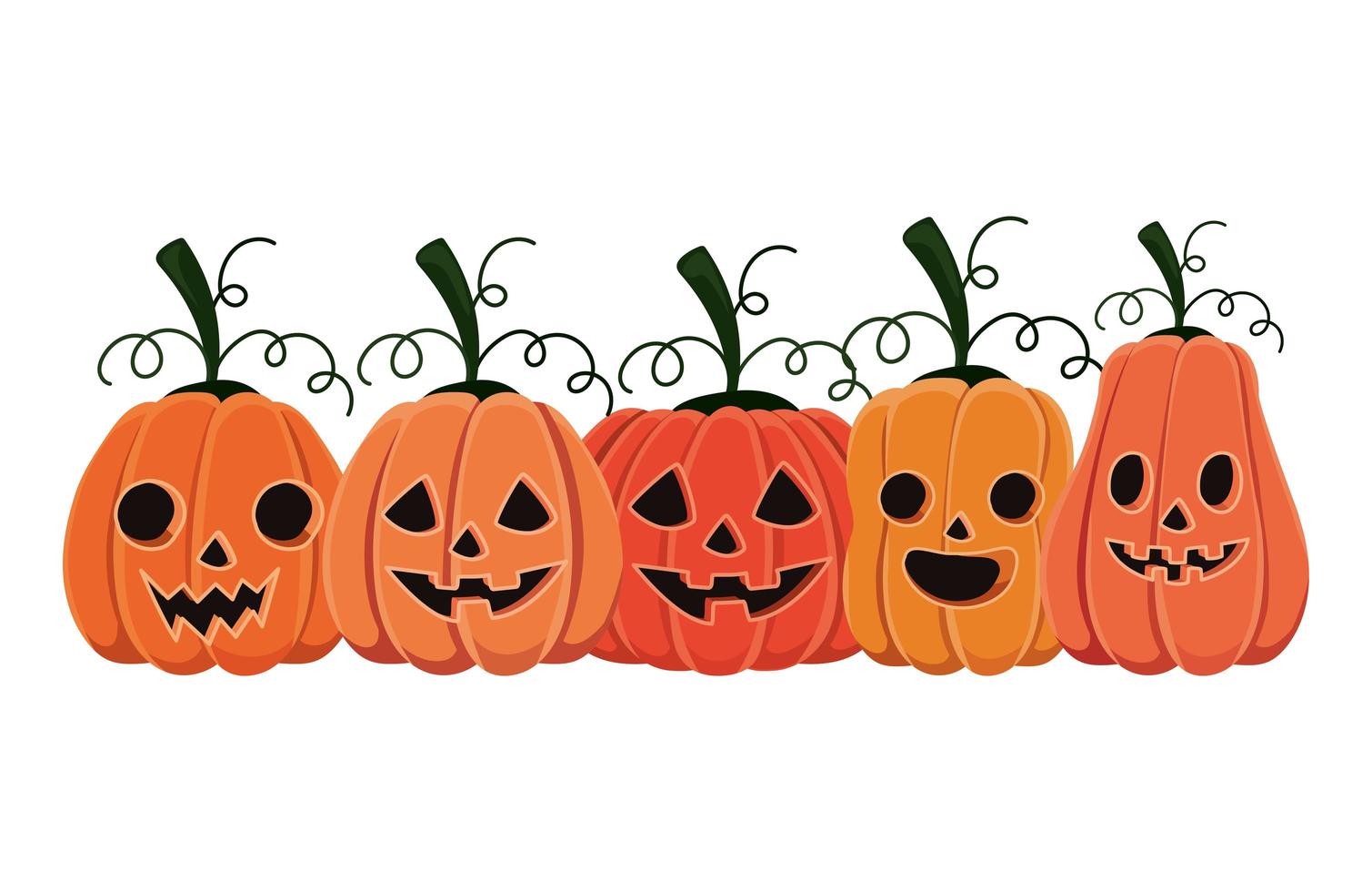Halloween pumpkins cartoons design vector