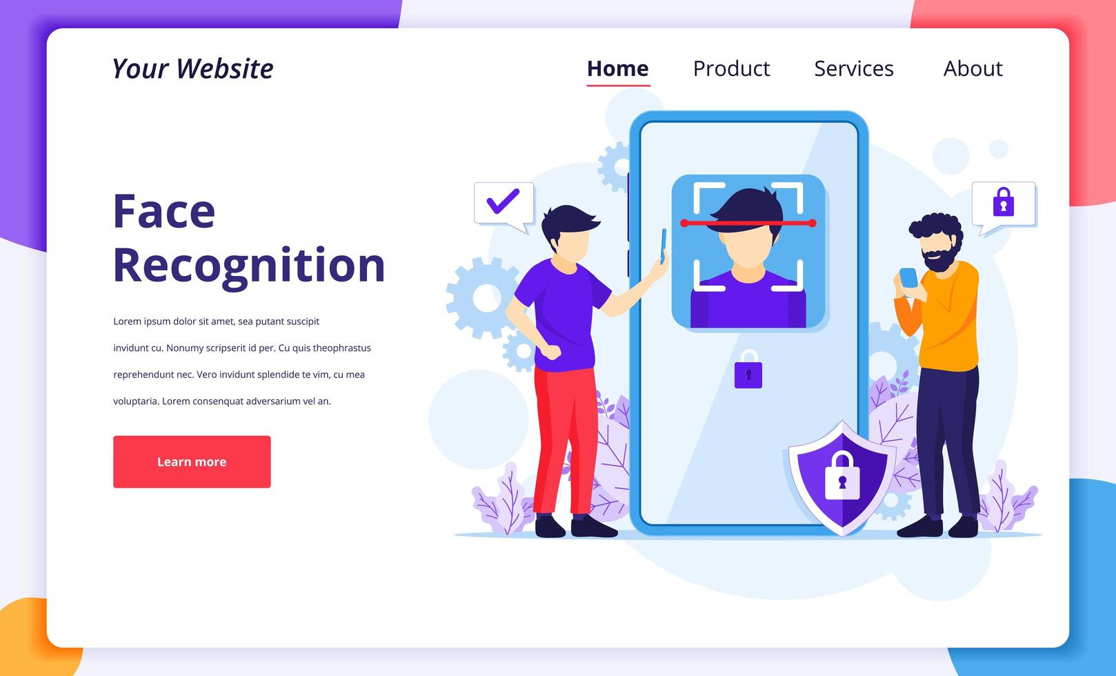 Face recognition technology. Biometric scanner identification vector