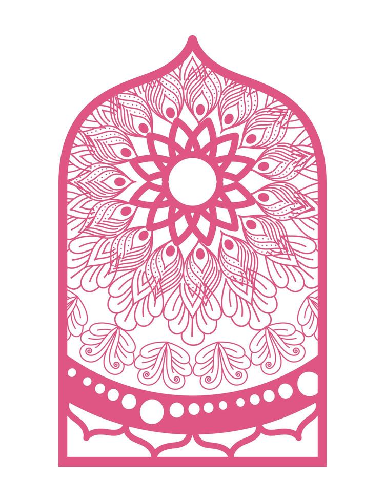 Mandala in frame pink design vector