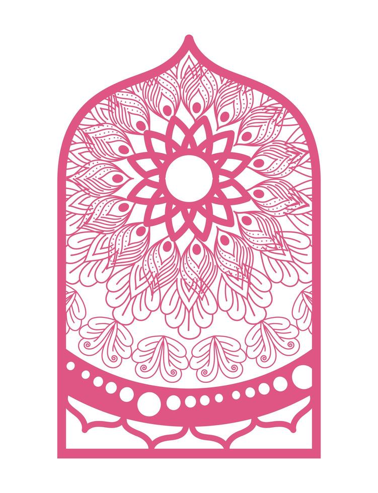 mandala en marco rosa diseño vector