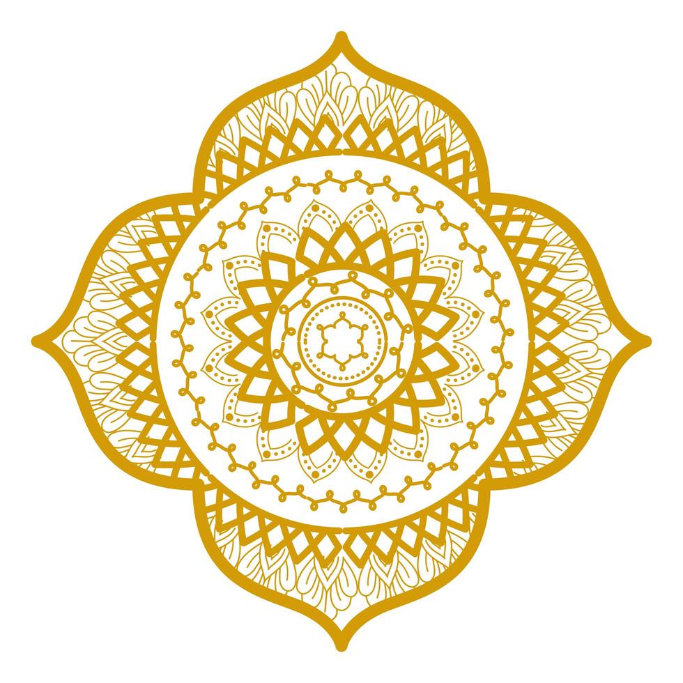 Mandala in frame gold design vector
