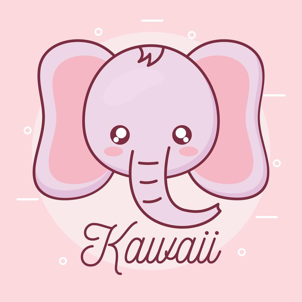 Diseño de dibujos animados de animales elefante kawaii vector