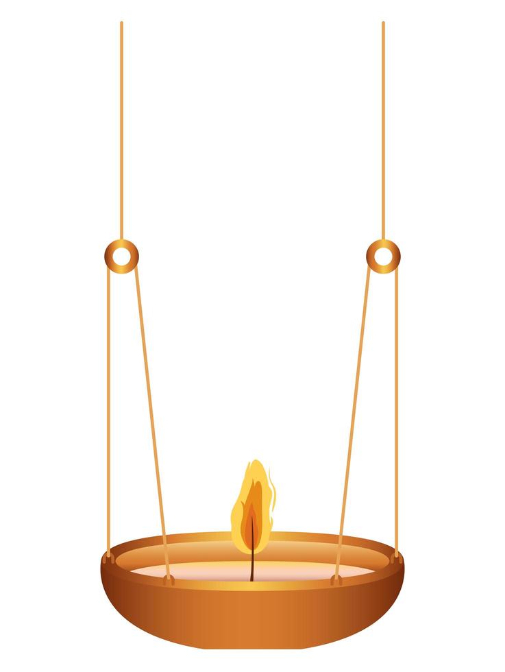 Orange candle on a chandelier with orange flame vector