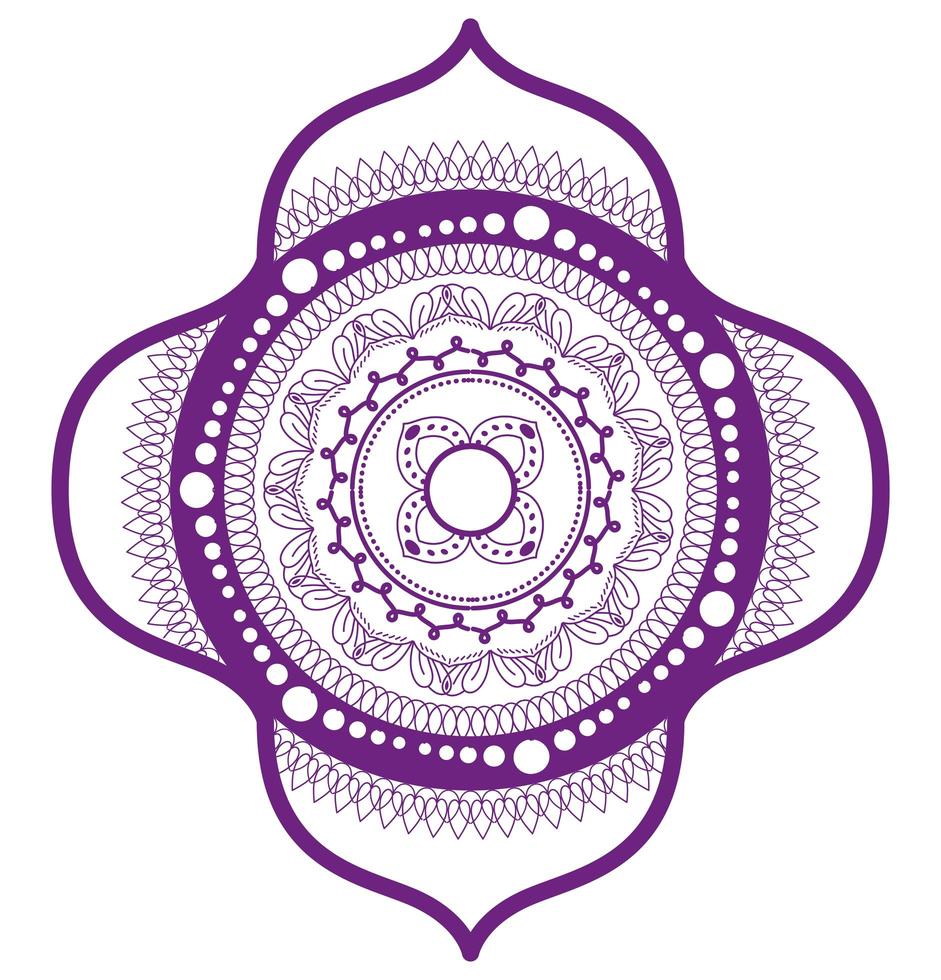 mandala en marco diseño morado vector