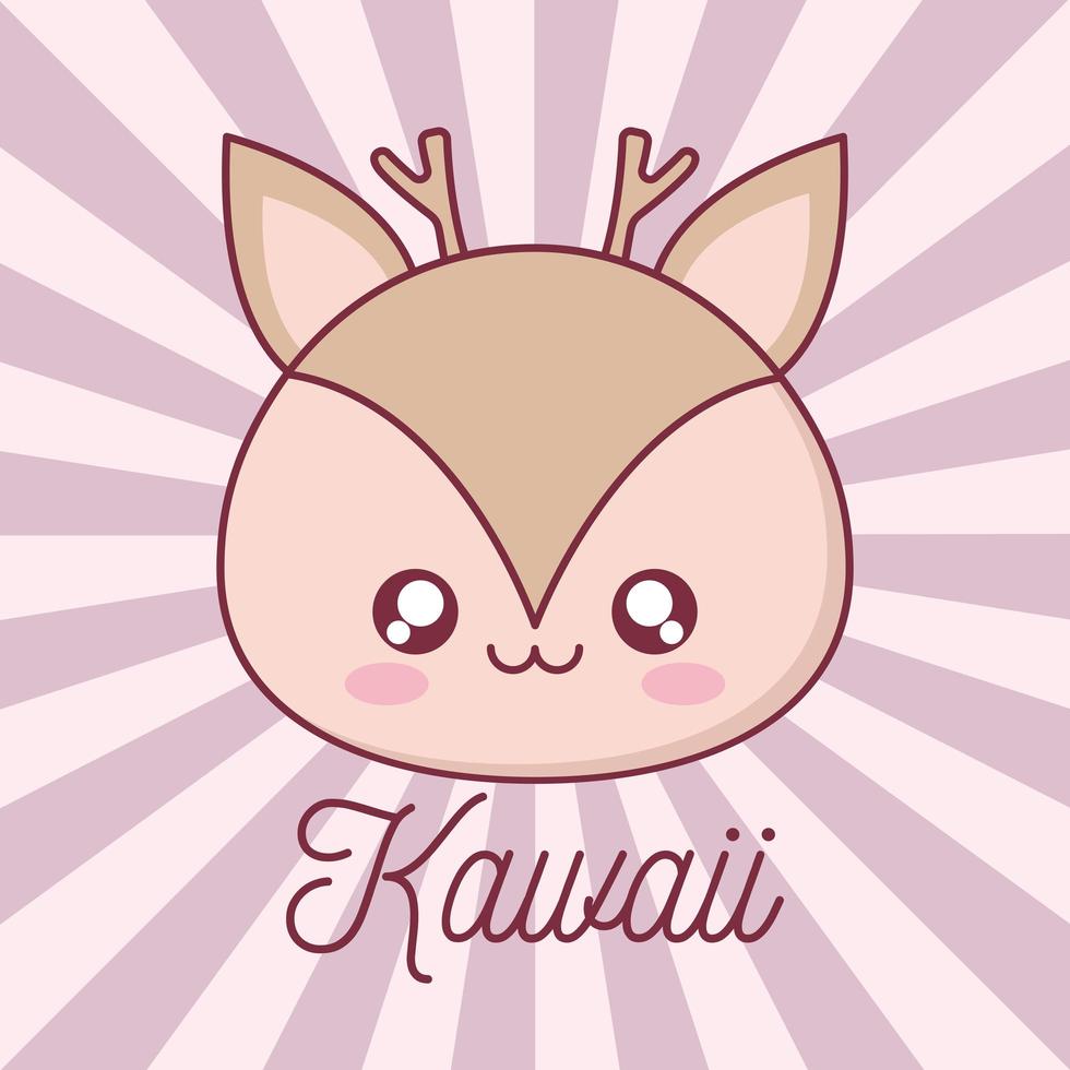 Diseño de dibujos animados de animales renos kawaii vector