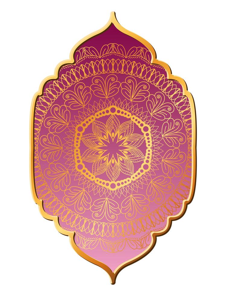 Mandala gold in pink frame design vector