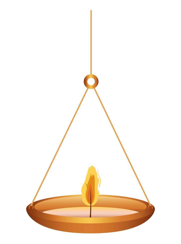 Orange candle on a chandelier vector