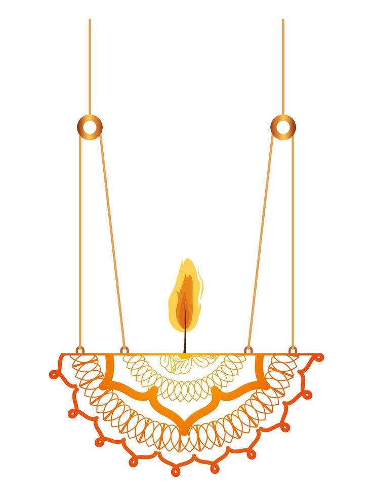Mandala with a candle on a chandelier vector