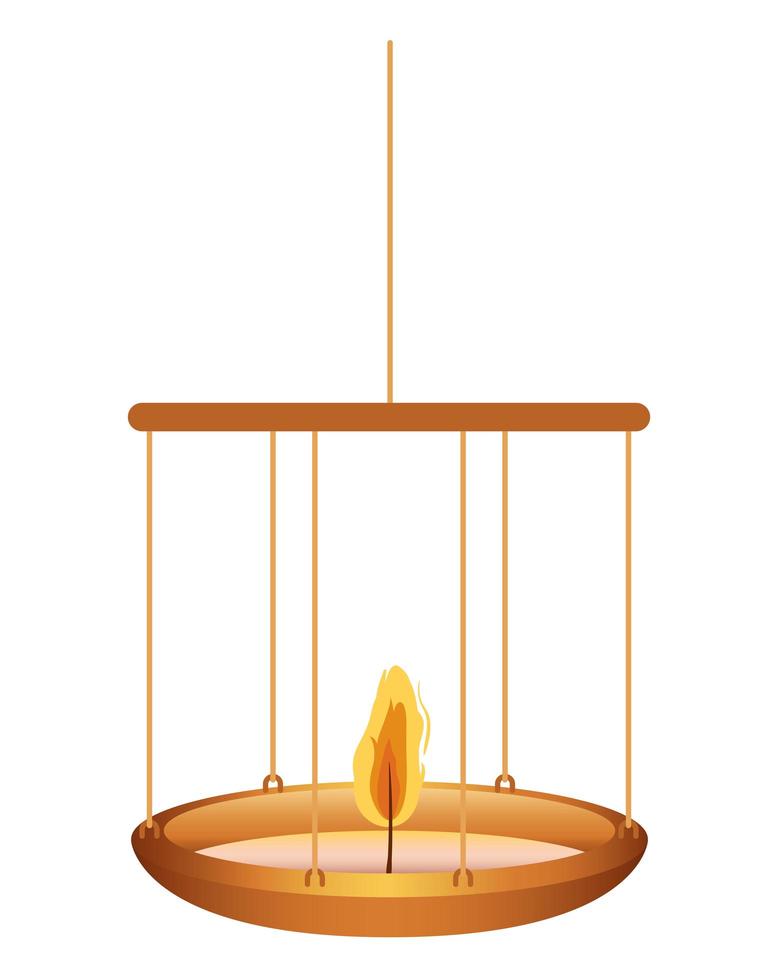 Orange candle on a chandelier vector