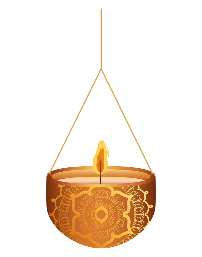 Orange candle on a chandelier vector