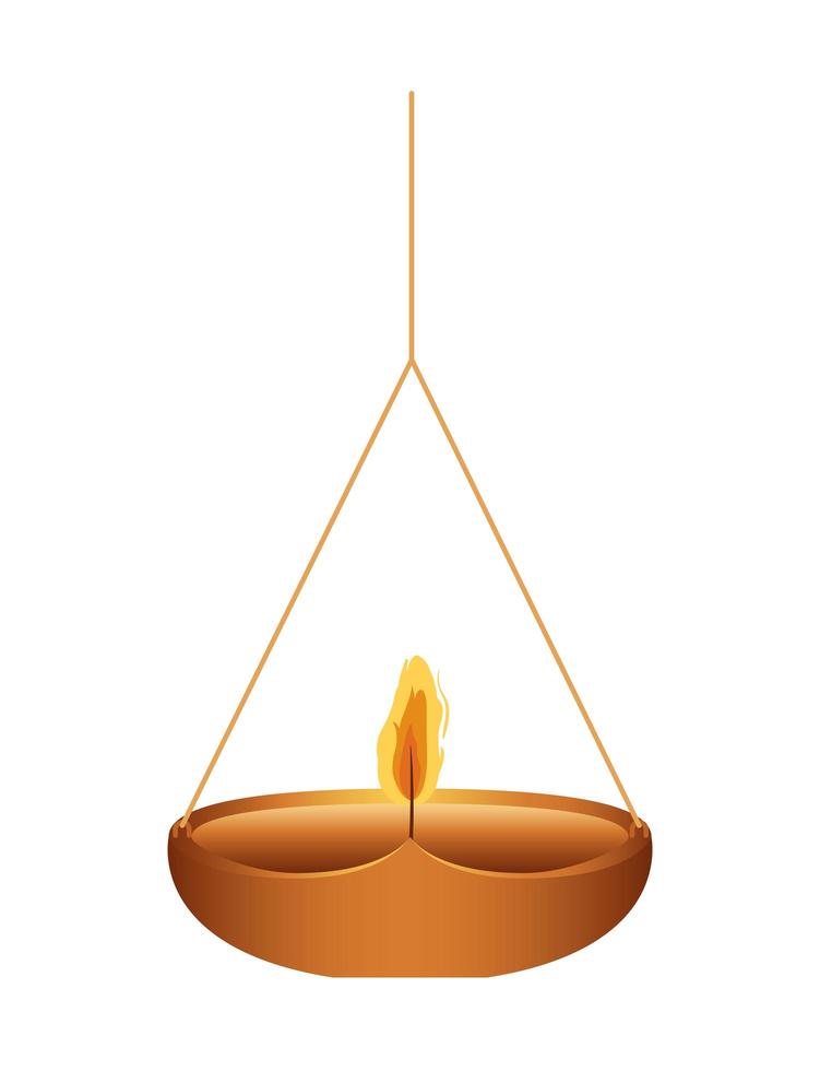 Orange candle on a chandelier with orange flame vector