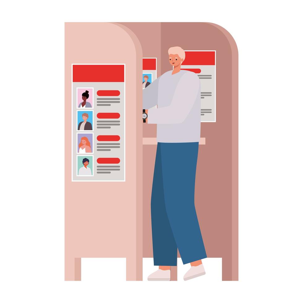 Man voting at the voting booth vector