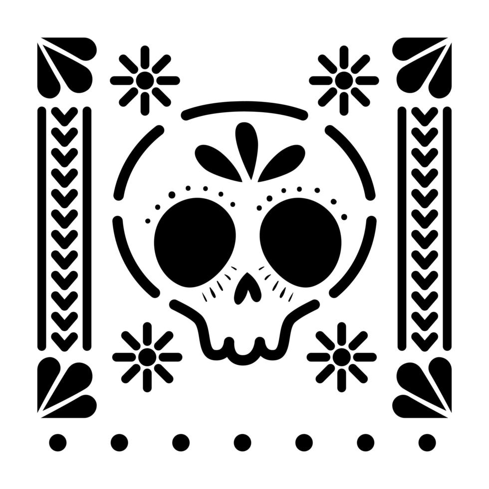 Mexican skull icon with small suns vector