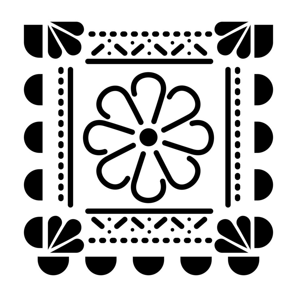 Mexican flower icon in square on white background vector