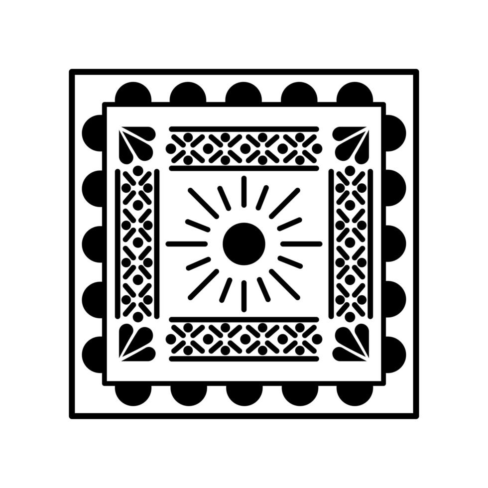 Mexican sun icon in square vector