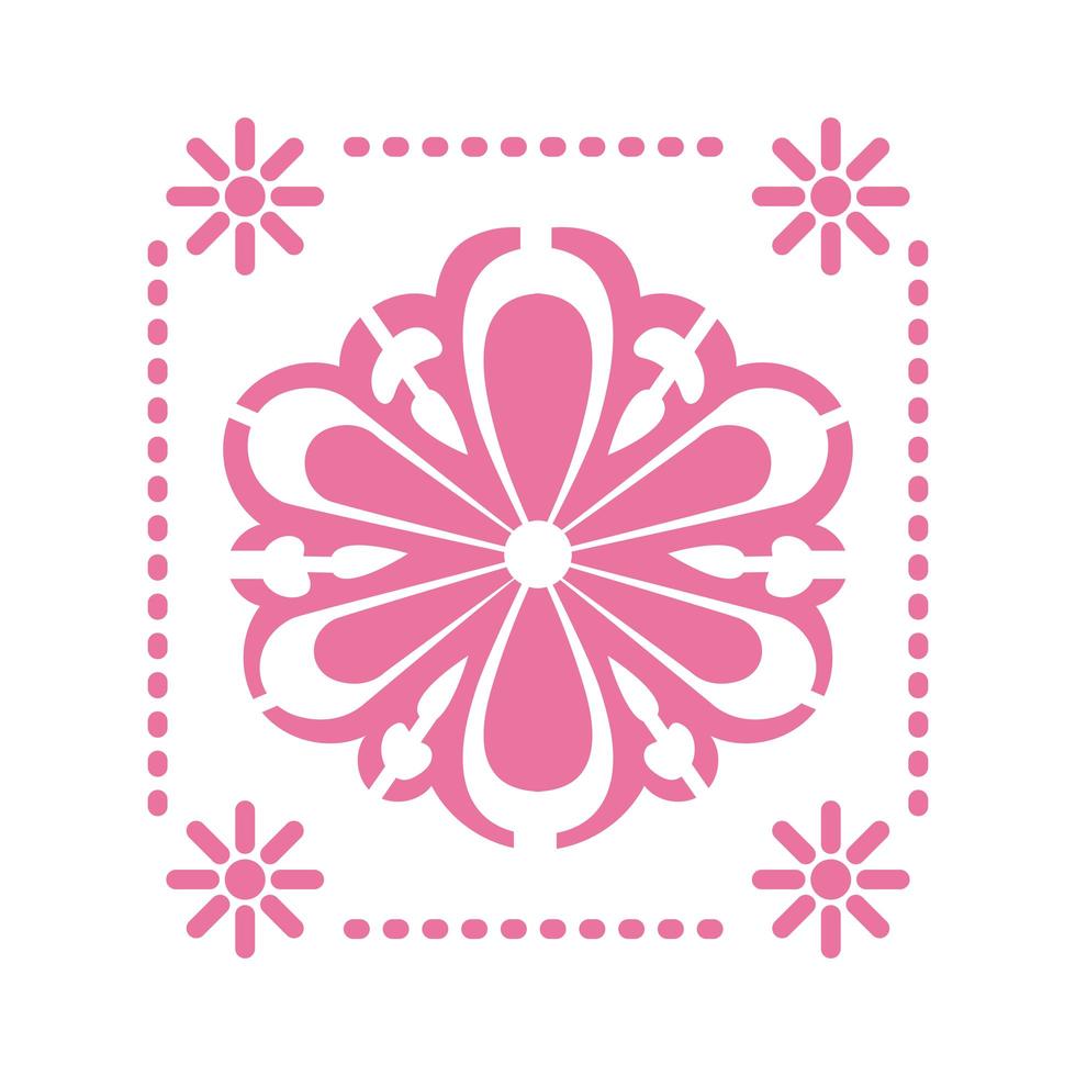 Icono de girasol rosa mexicano sobre fondo blanco. vector