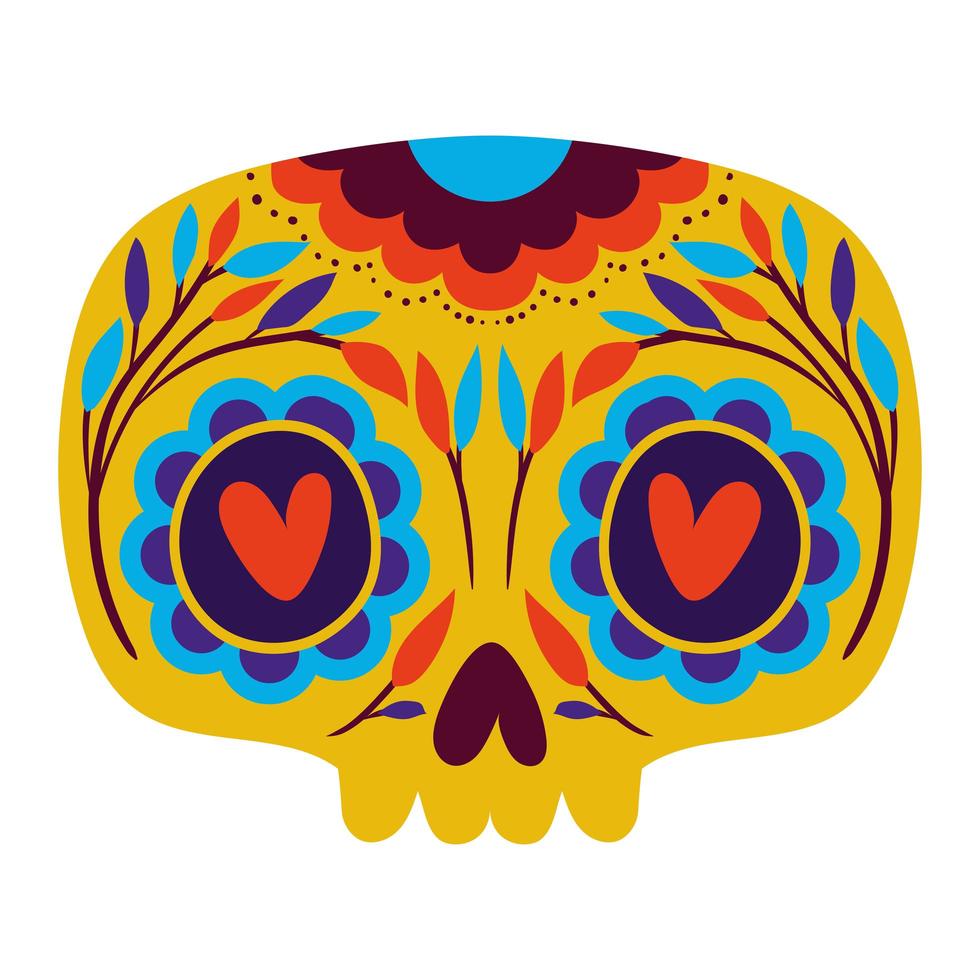 Skull of dead day with hearts on eyes vector