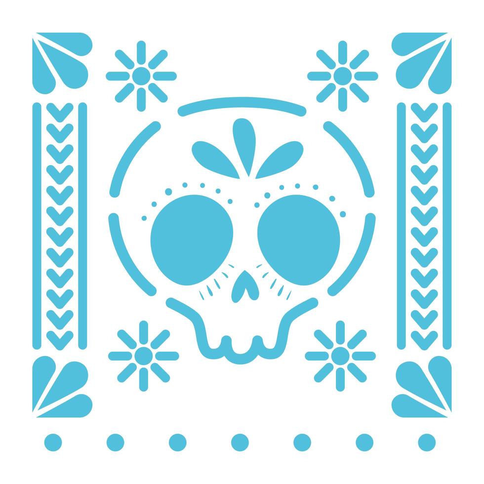 Mexican blue skull icon on white background vector