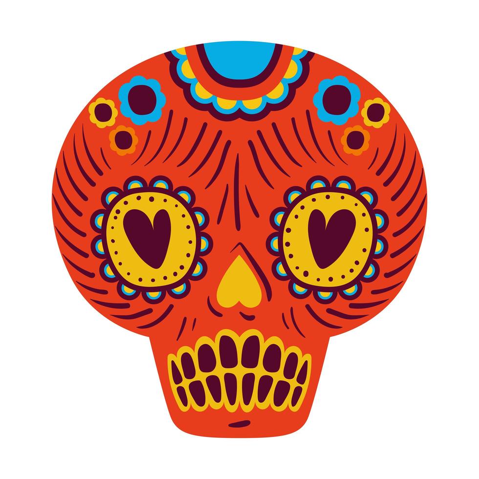 Skull of dead day with hearts on eyes vector