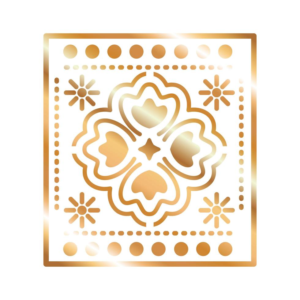 Mexican icon of a clover with golden color vector